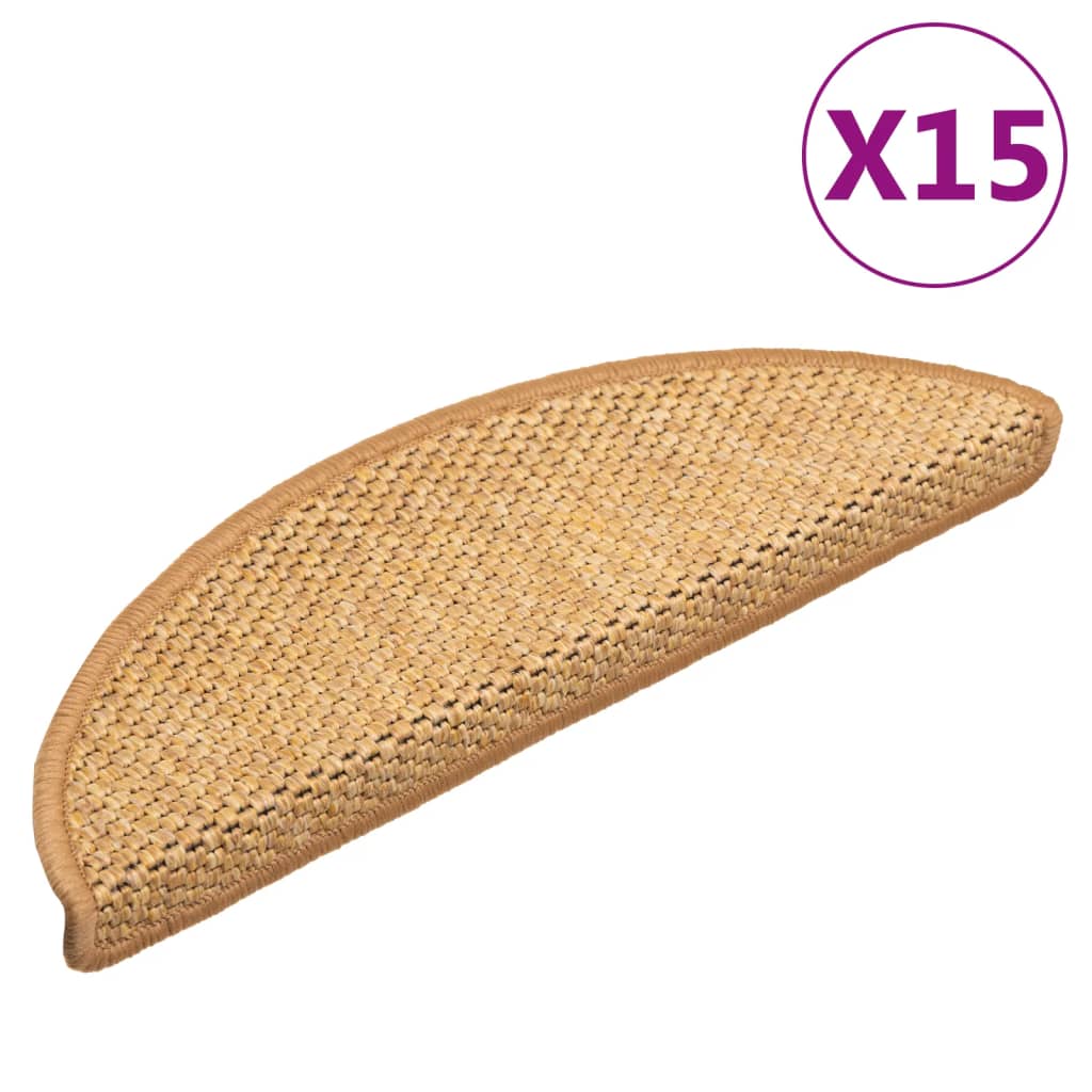 vidaXL Samolepicí nášlapy na schody vzhled sisal 15 ks 56x17x3cm sisal