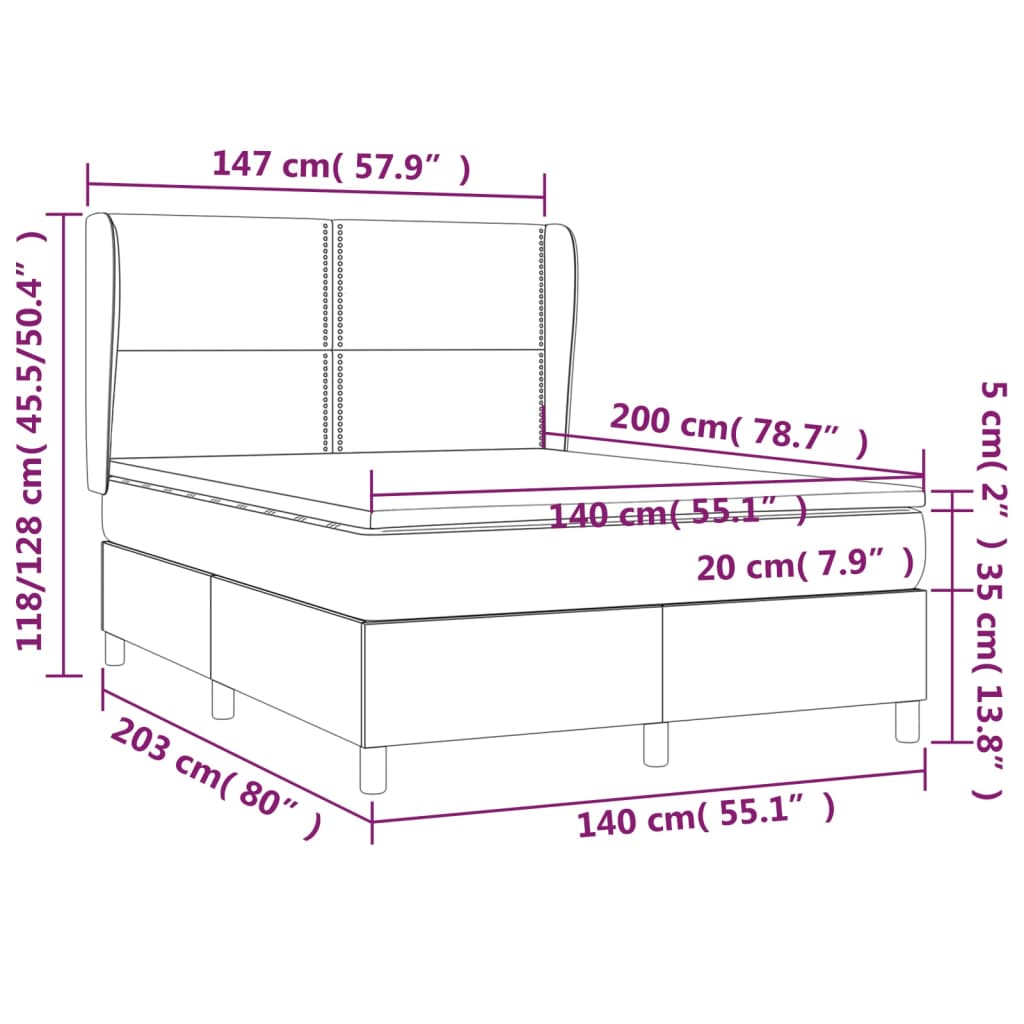 vidaXL Box spring postel s matrací černá 140x200 cm umělá kůže