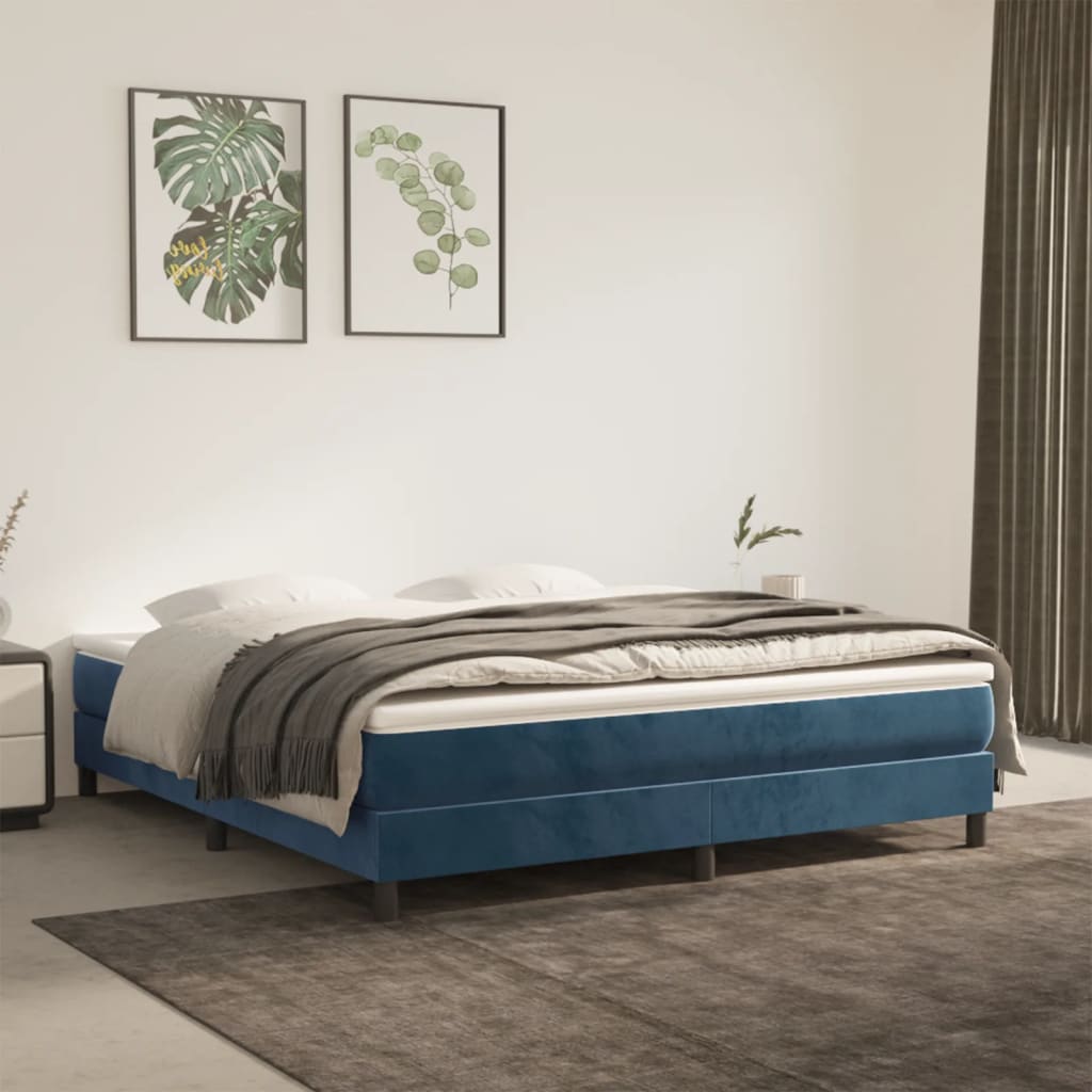 vidaXL Box spring postel s matrací tmavě modrá 160x200 cm samet