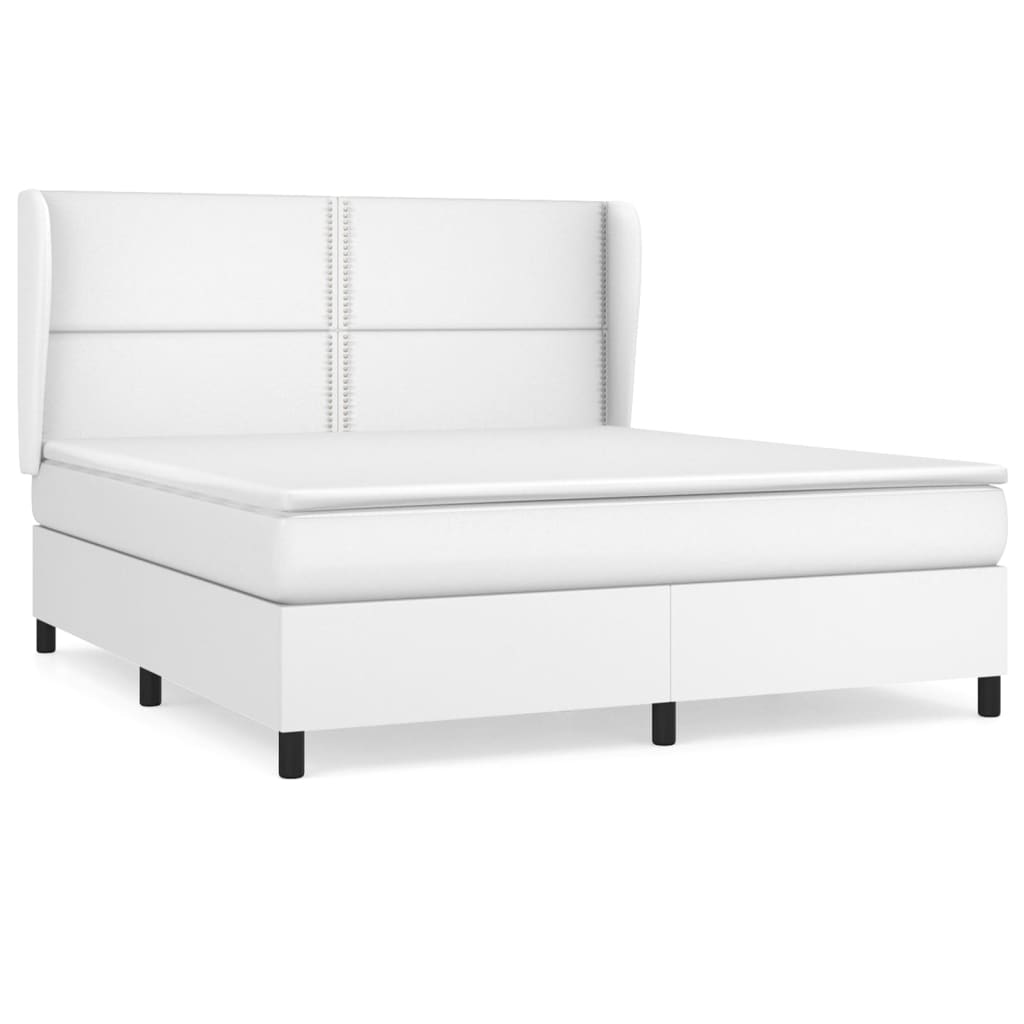 vidaXL Box spring postel s matrací bílá 160x200 cm umělá kůže