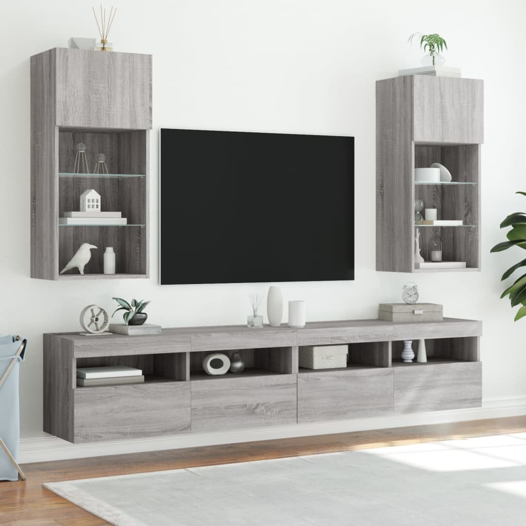 vidaXL TV skříňka s LED osvětlením šedá sonoma 40,5 x 30 x 90 cm