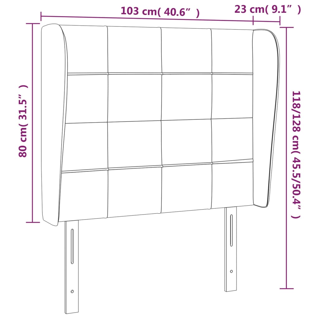 vidaXL Čelo postele typu ušák růžové 83 x 23 x 118/128 cm samet