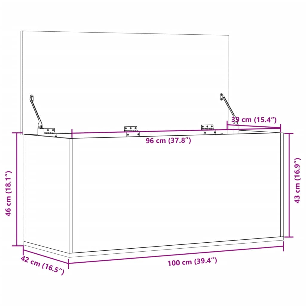 vidaXL Úložný box šedý sonoma 100 x 42 x 46 cm kompozitní dřevo