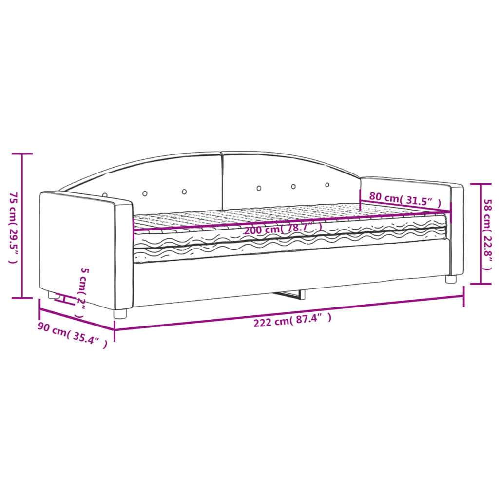 vidaXL Válenda s matrací žlutá 80 x 200 cm samet