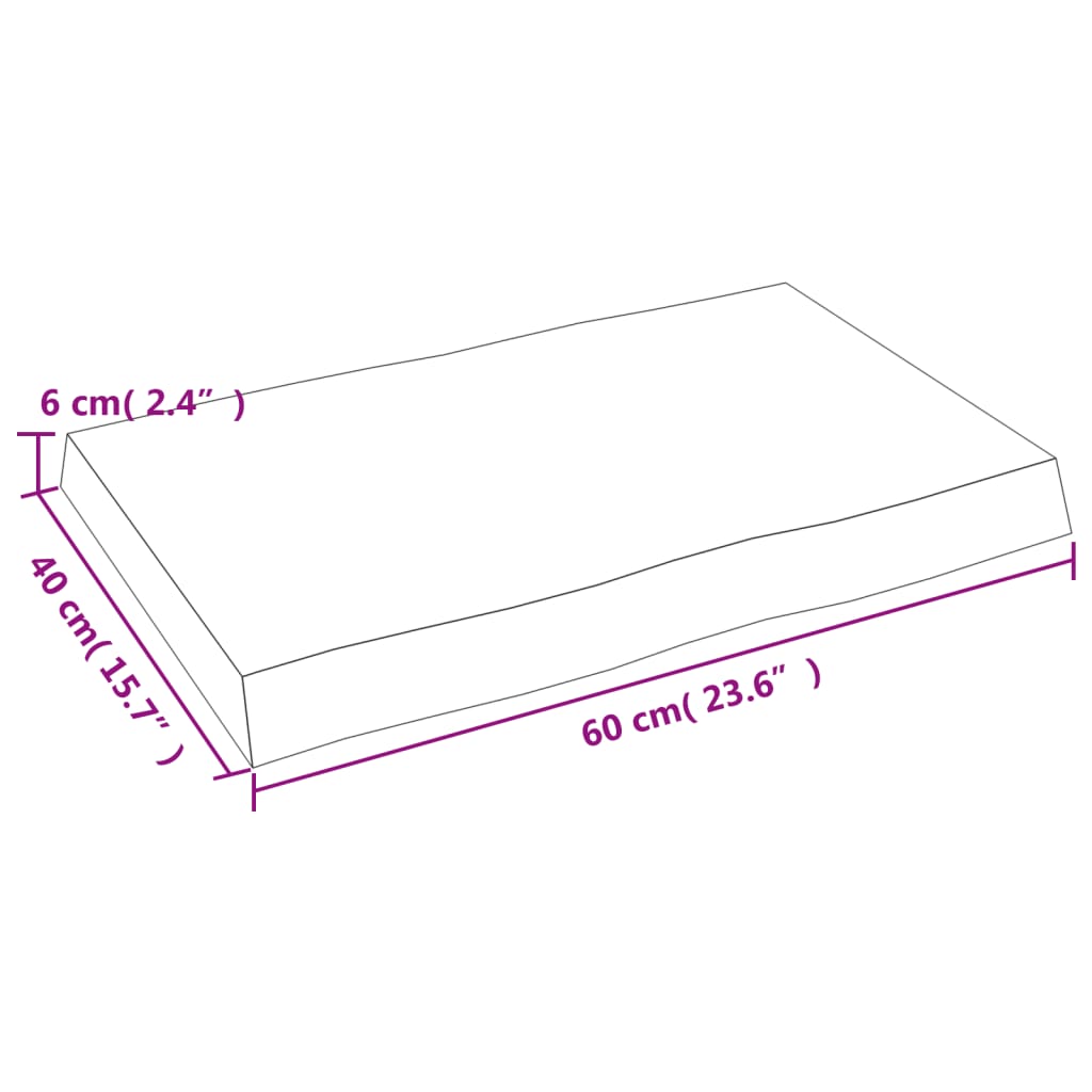 vidaXL Stolní deska 60x40x(2-6) cm neošetřený masivní dřevo živá hrana