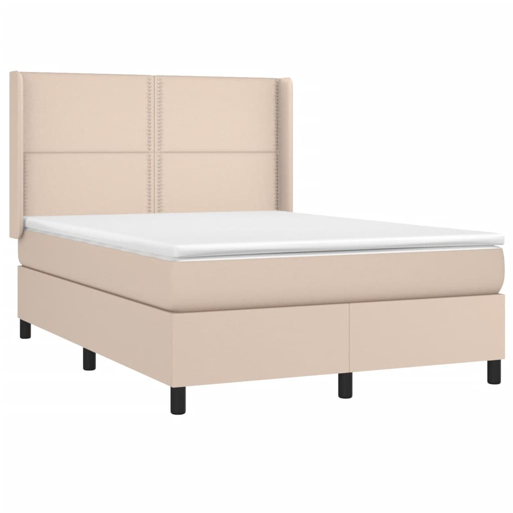 vidaXL Box spring postel s matrací cappuccino 140x200 cm umělá kůže