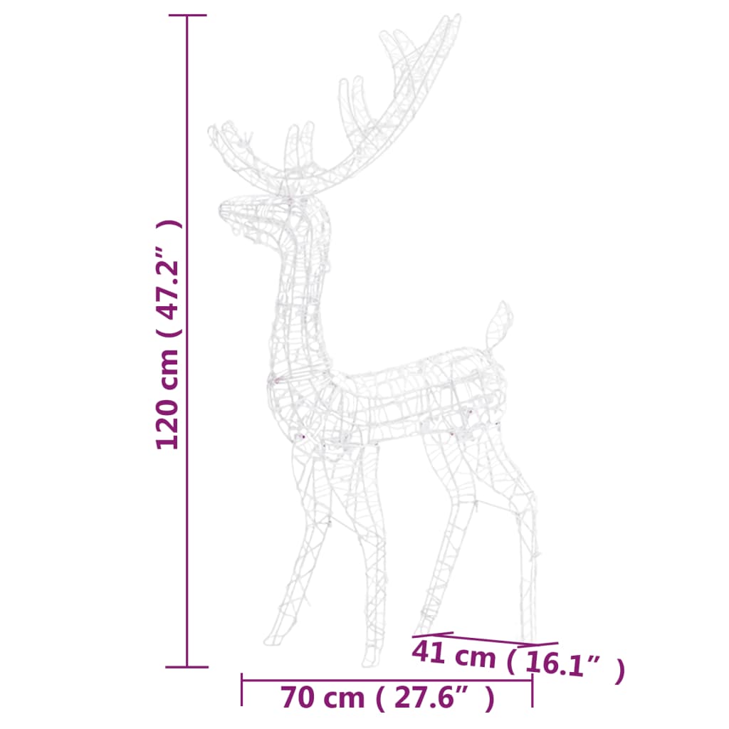 vidaXL Vánoční dekorace akryloví sobi 3 ks 120 cm teplé modrá