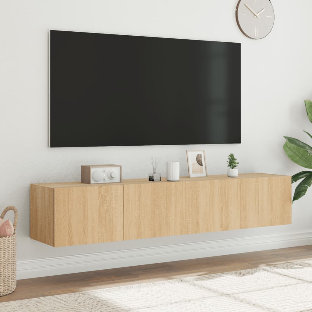 vidaXL Nástěnné TV skříňky s LED osvětlením 2 ks dub sonoma 80x35x31cm