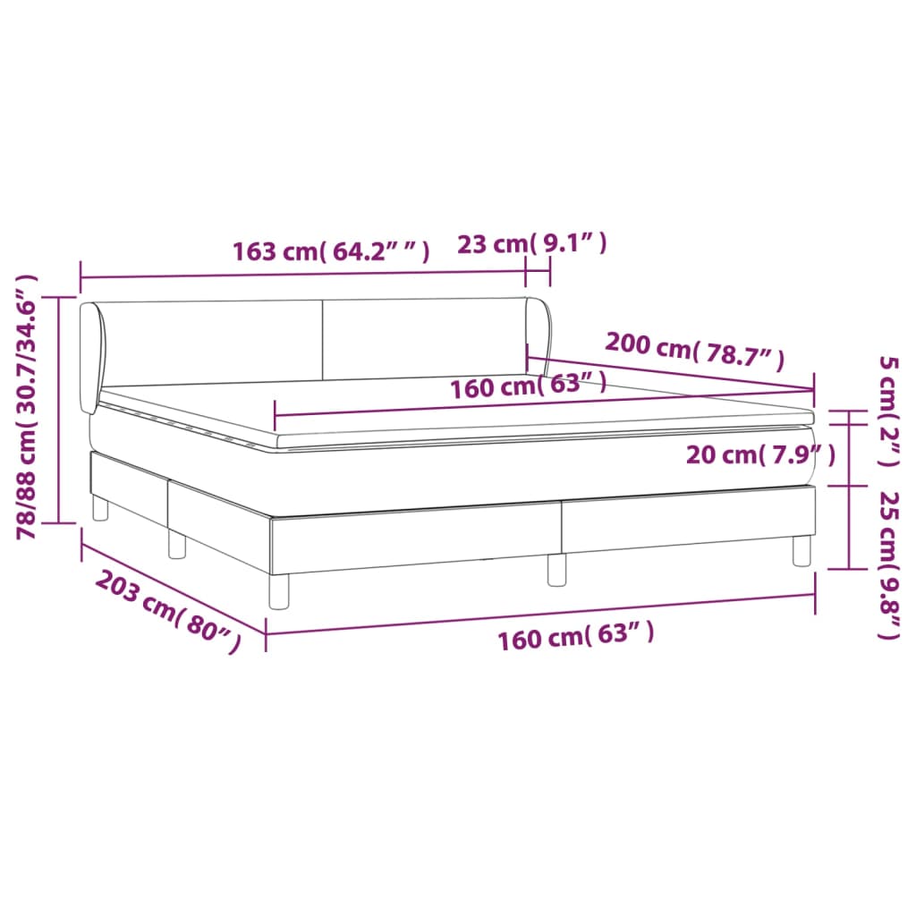 vidaXL Box spring postel s matrací krémová 160x200 cm textil