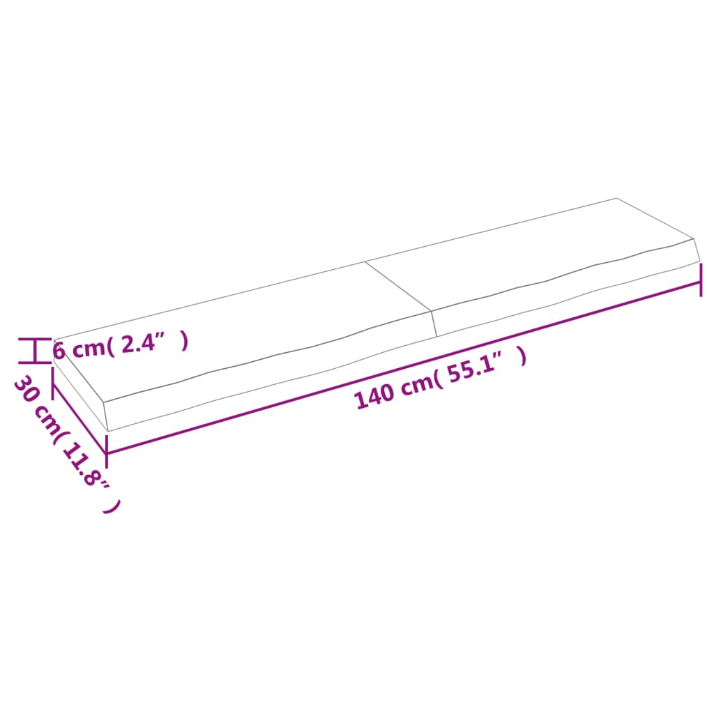 vidaXL Koupelnová deska tmavě hnědá 140x30x(2-6) cm ošetřený masiv