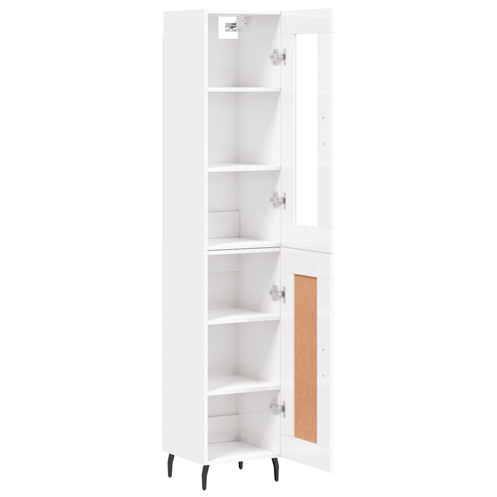 vidaXL Skříň highboard bílá s vysokým leskem 34,5x34x180 cm kompozit