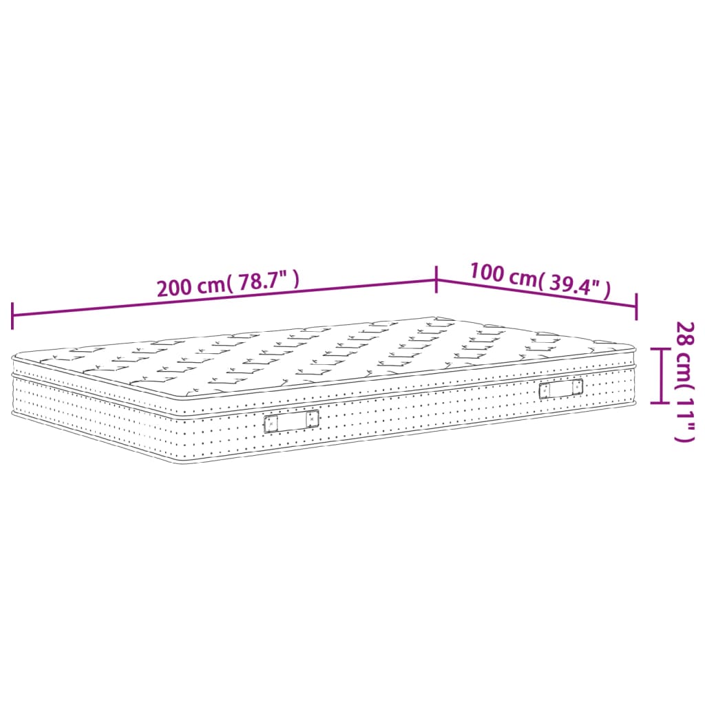 vidaXL Taštičková pružinová matrace medium plus 100 x 200 cm