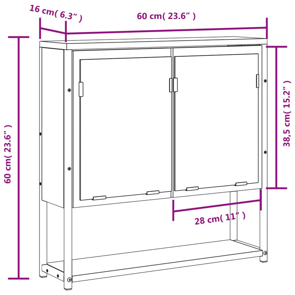 vidaXL Koupelnová skříňka se zrcadlem kouřový dub 60x16x60 cm kompozit