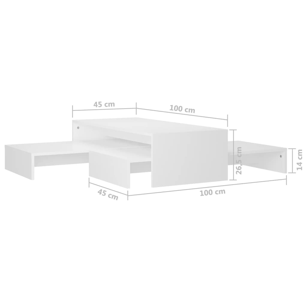 vidaXL Sada konferenčních stolků bílá 100x100x26,5 cm kompozitní dřevo