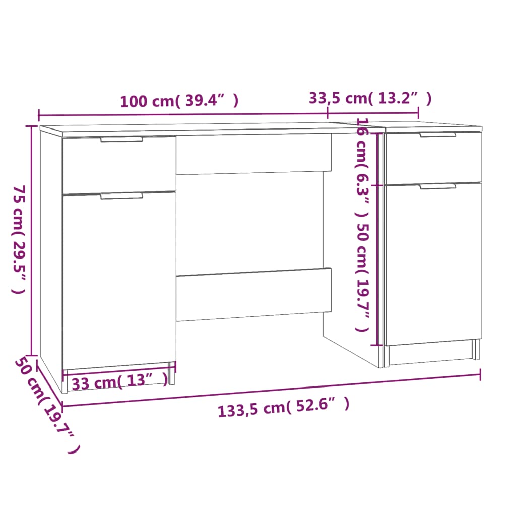 vidaXL Psací stůl s boční skříňkou betonově šedý kompozitní dřevo