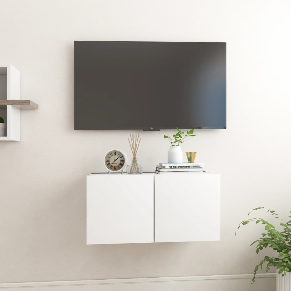 vidaXL Závěsná TV skříňka bílá 60x30x30 cm