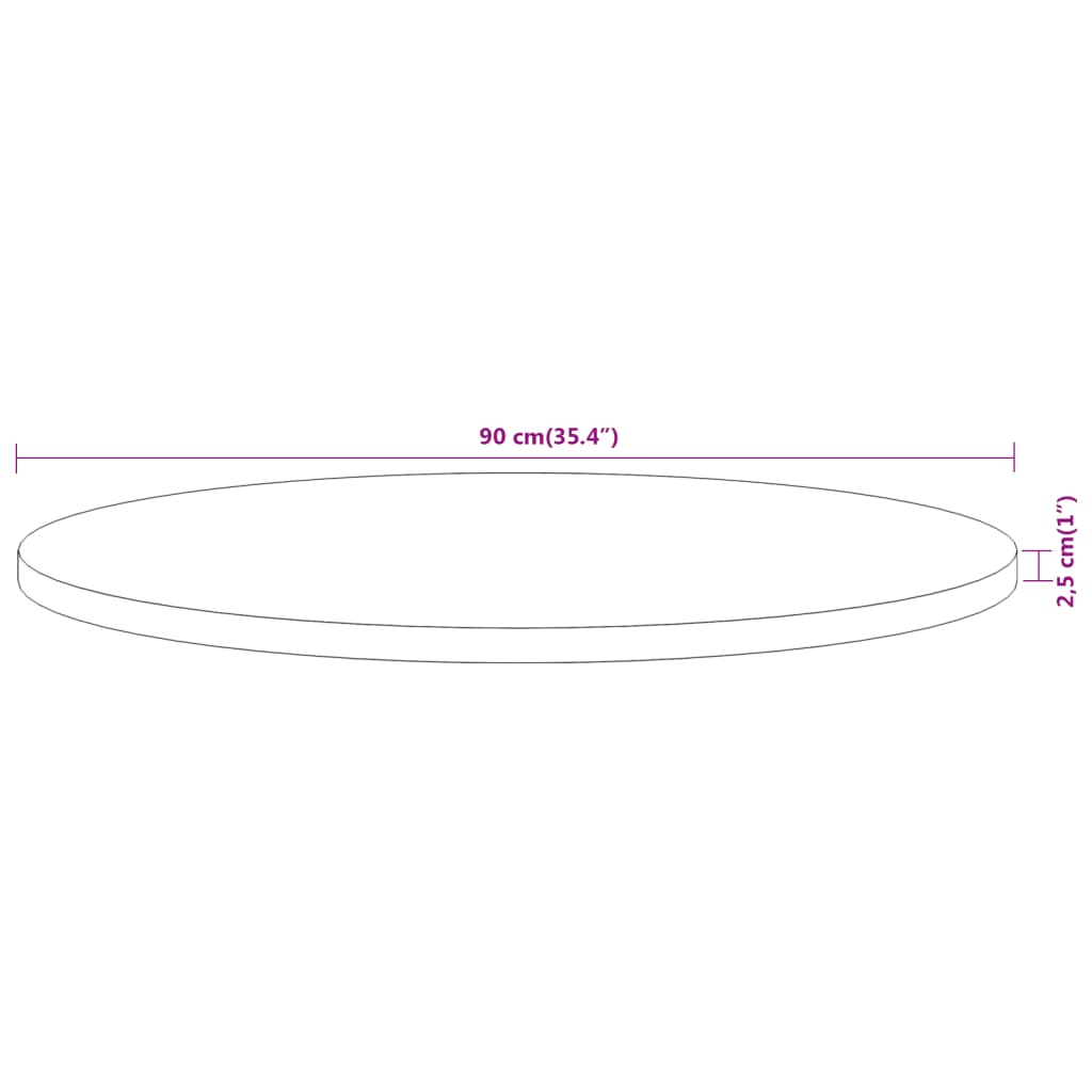 vidaXL Stolní deska Ø 90 x 2,5 cm kulatá masivní akáciové dřevo