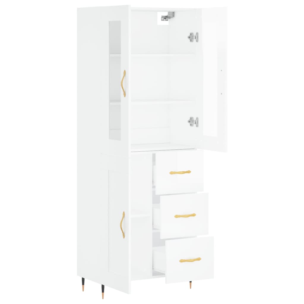 vidaXL Skříň highboard lesklá bílá 69,5 x 34 x 180 cm kompozitní dřevo