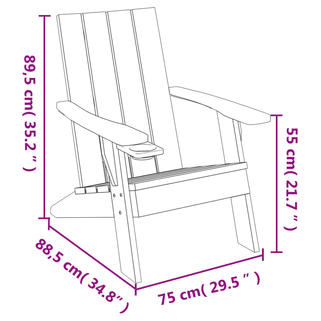 vidaXL Zahradní židle Adirondack světle hnědá 75 x 88,5 x 89,5 cm PP