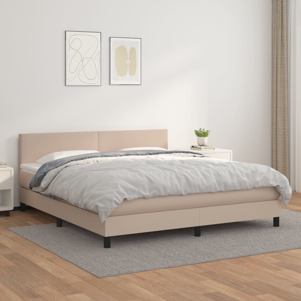 vidaXL Box spring postel s matrací cappuccino 180 x 200 cm umělá kůže