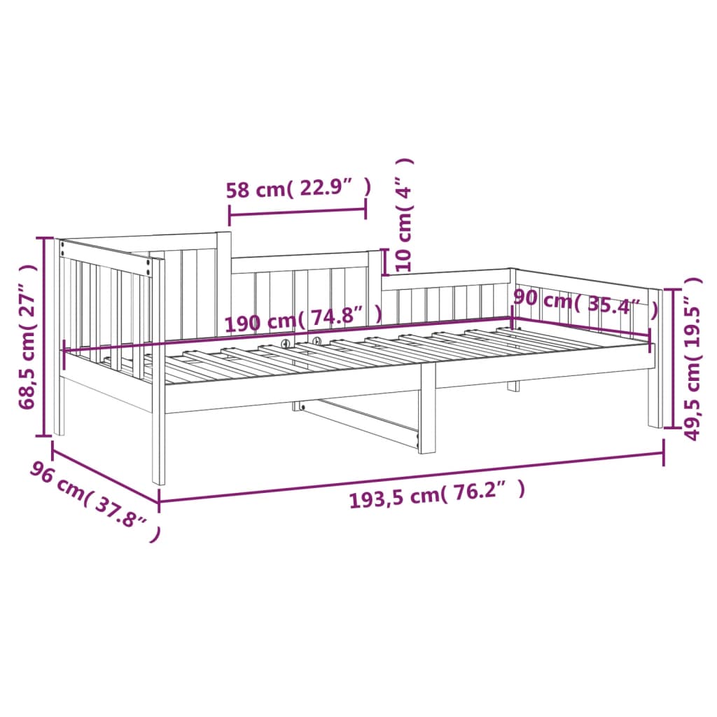 vidaXL Válenda medově hnědá 90 x 190 cm masivní borové dřevo