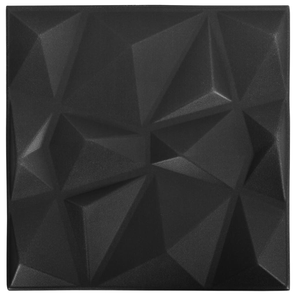 vidaXL 3D nástěnné panely 48 ks 50 x 50 cm diamant černé 12 m²