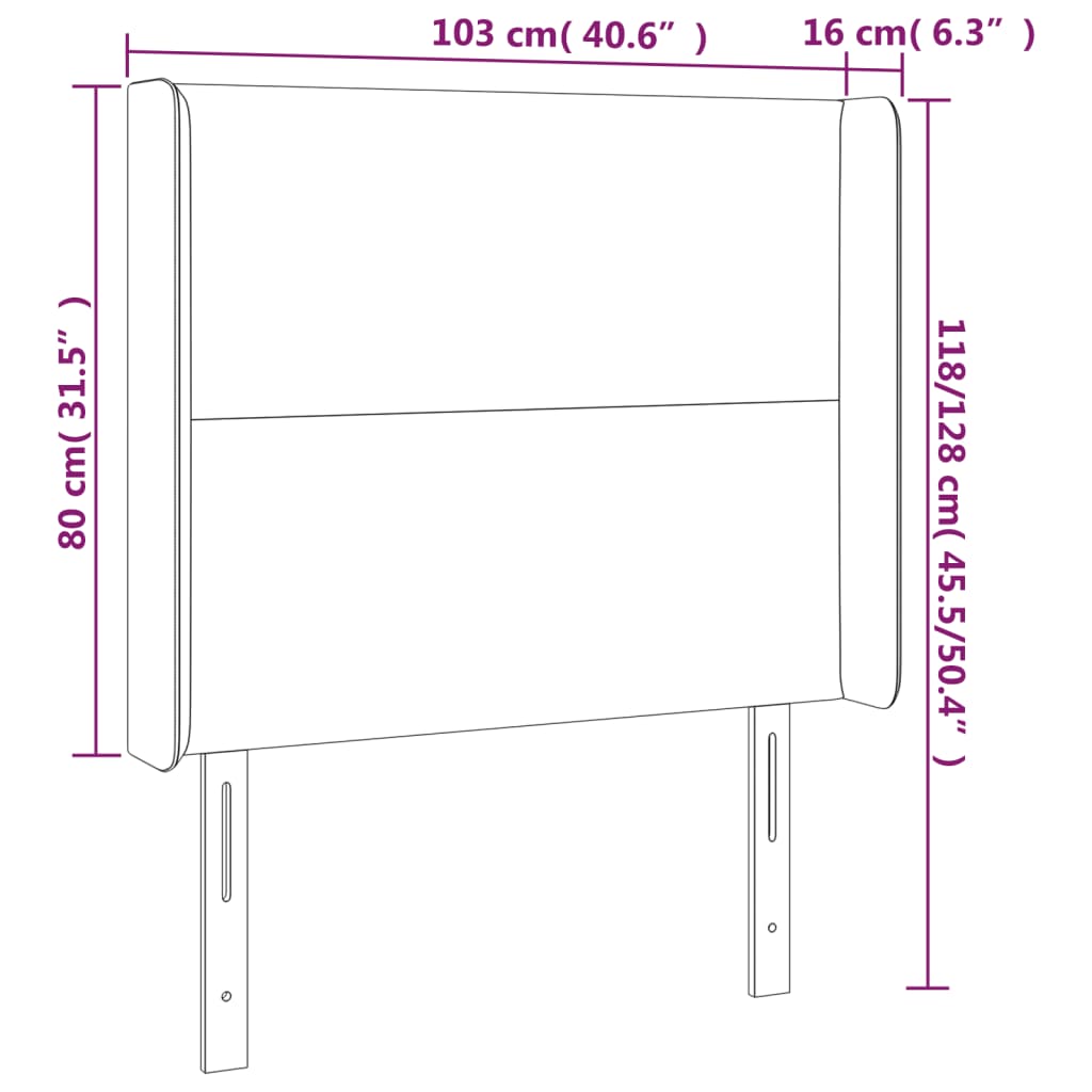 vidaXL Čelo postele typu ušák tmavě šedé 103x16x118/128 cm samet