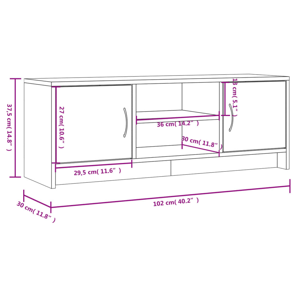 vidaXL TV skříňka betonově šedá 102x30x37,5 cm kompozitní dřevo