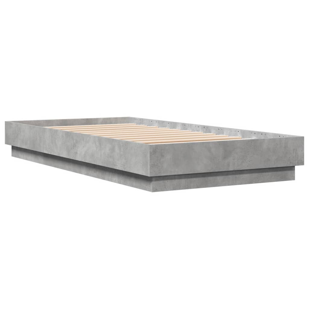 vidaXL Rám postele s LED osvětlením betonově šedý 90 x 190 cm