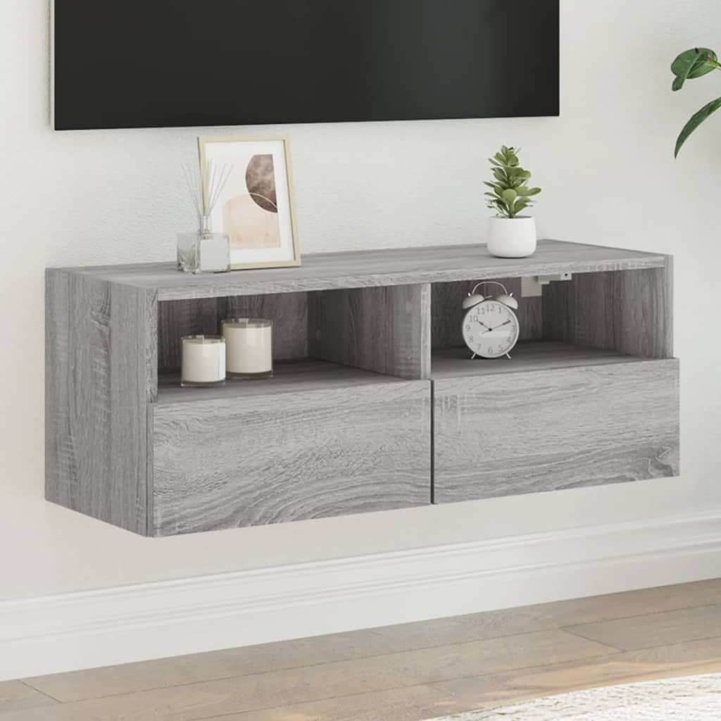 vidaXL Nástěnná TV skříňka šedá sonoma 80x30x30 cm kompozitní dřevo