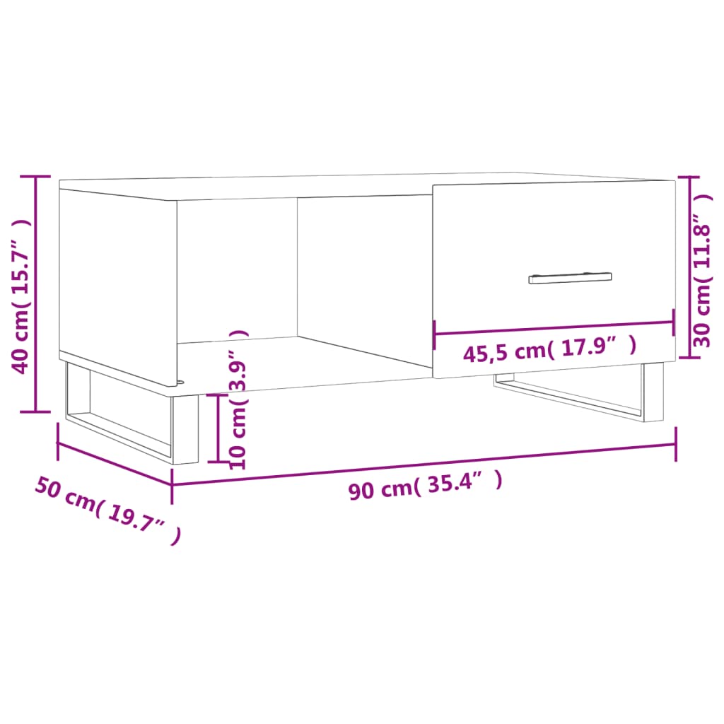 vidaXL Konferenční stolek dub sonoma 90 x 50 x 40 cm kompozitní dřevo