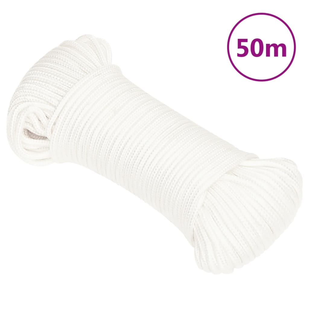 vidaXL Lodní lano celobílé 5 mm 50 m polypropylen