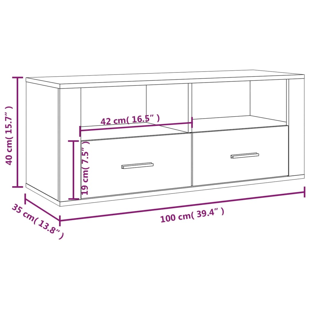 vidaXL TV skříňka bílá 100 x 35 x 40 cm kompozitní dřevo