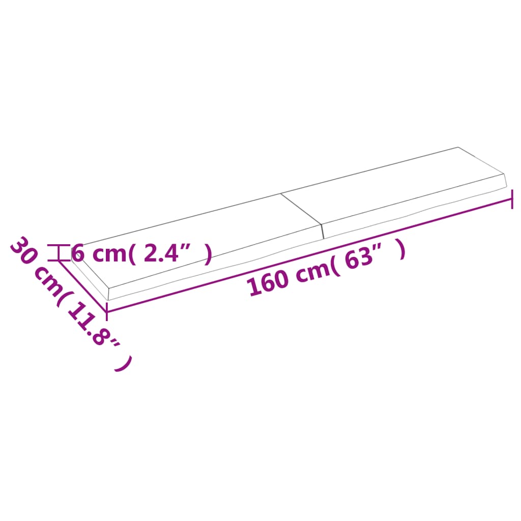 vidaXL Koupelnová deska 160x30x(2-6) cm neošetřené masivní dřevo