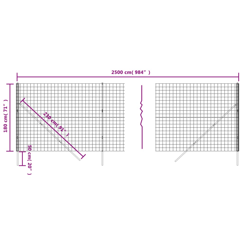 vidaXL Drátěný plot antracitový 1,8 x 25 m pozinkovaná ocel