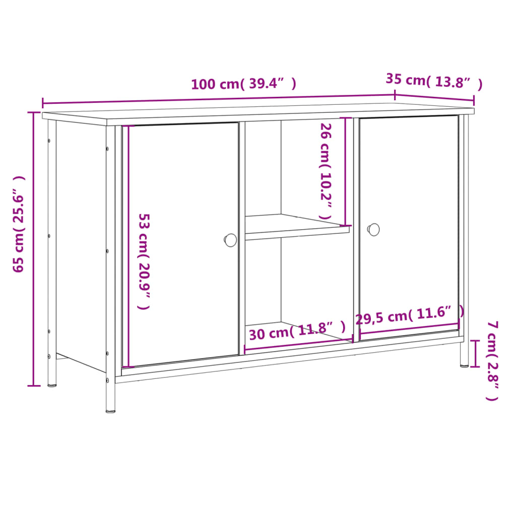 vidaXL TV skříňka dub sonoma 100 x 35 x 65 cm kompozitní dřevo