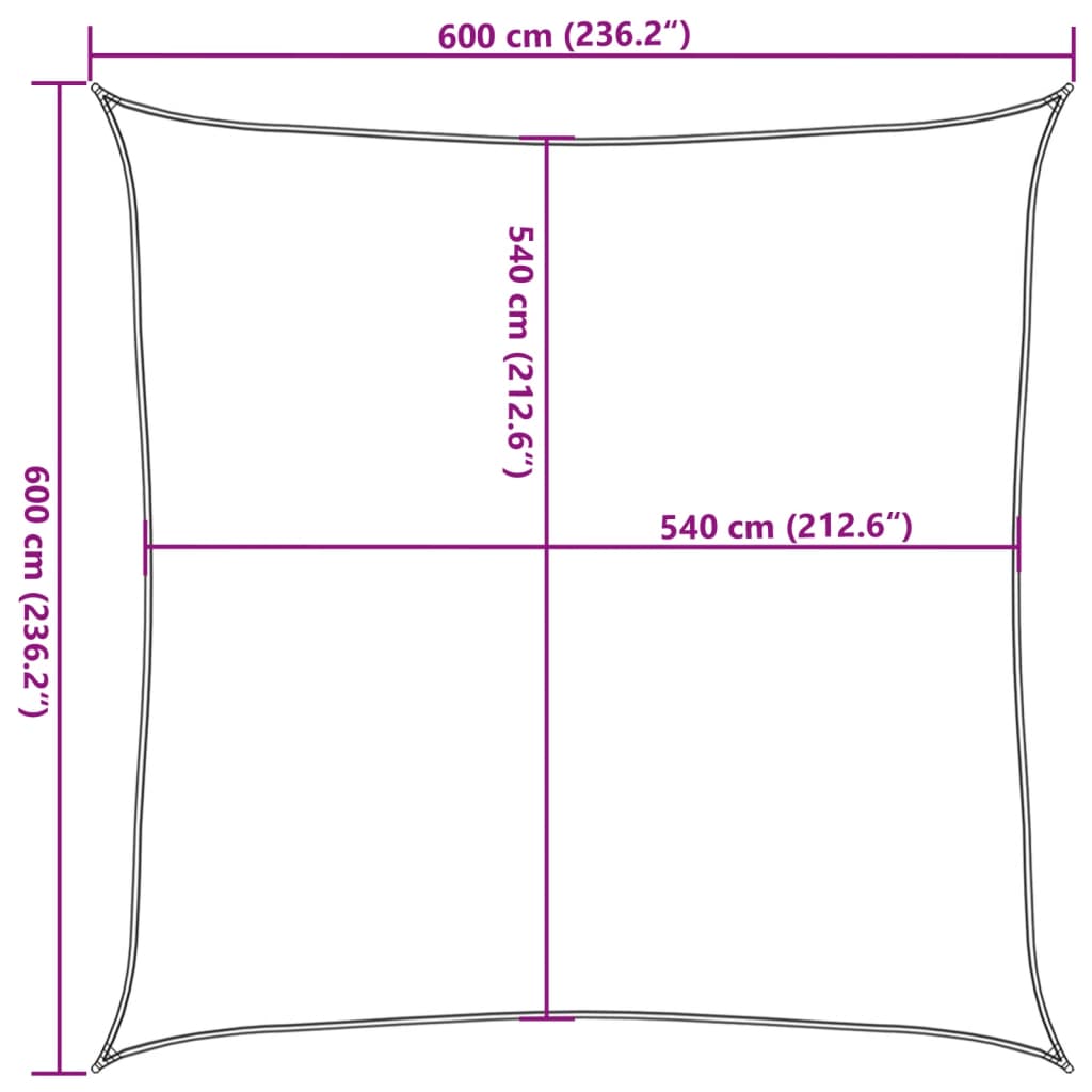 vidaXL Plachta proti slunci 160 g/m² čtverec písková 6 x 6 m HDPE