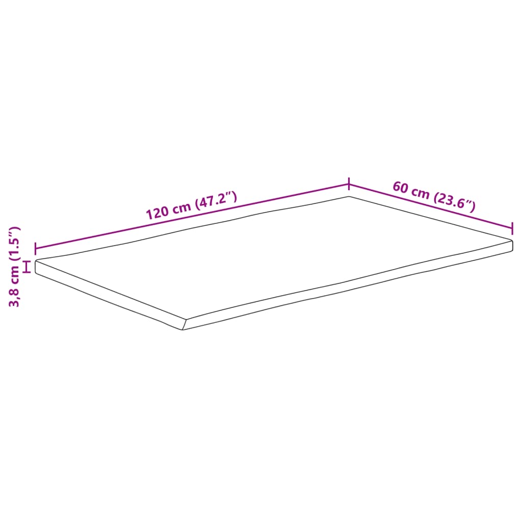 vidaXL Stolní deska 120x60x3,8cm obdélníková masivní akácie živá hrana