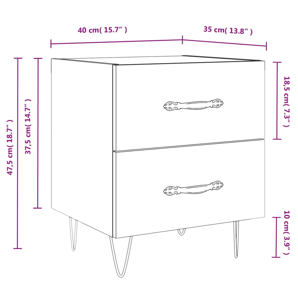 vidaXL Noční stolky 2 ks hnědý dub 40 x 35 x 47,5 cm kompozitní dřevo