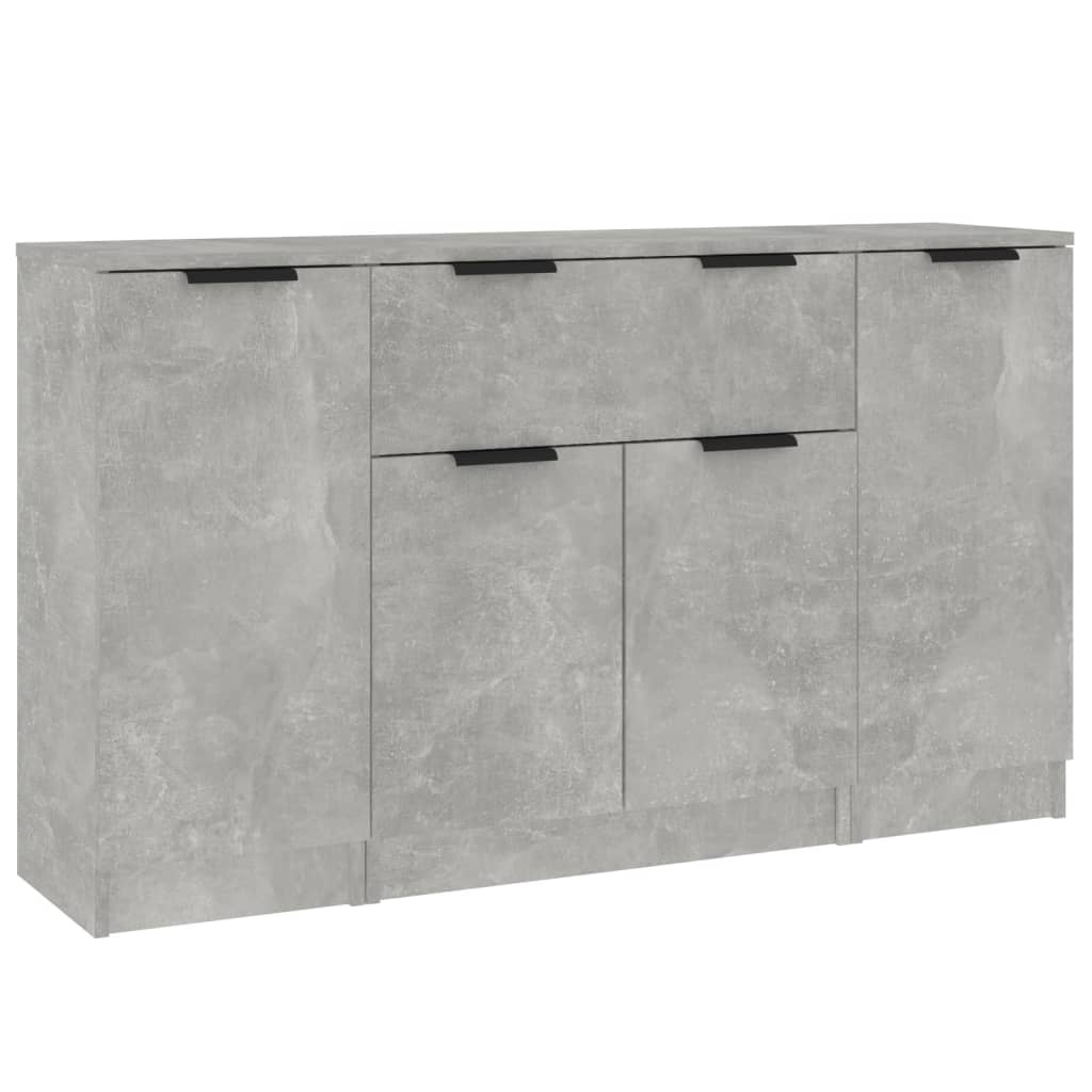 vidaXL Příborníky 3 ks betonově šedé kompozitní dřevo