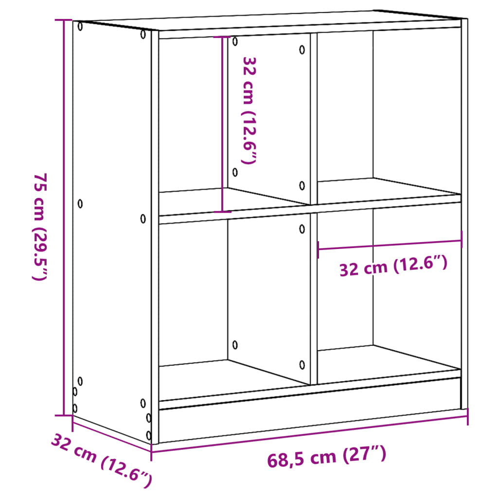 vidaXL Knihovna betonově šedá 68,5 x 32 x 75 cm kompozitní dřevo