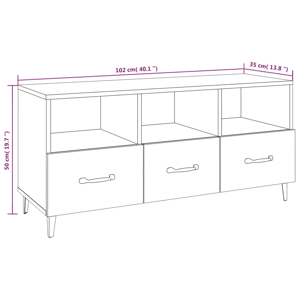 vidaXL TV skříňka černá 102 x 35 x 50 cm kompozitní dřevo