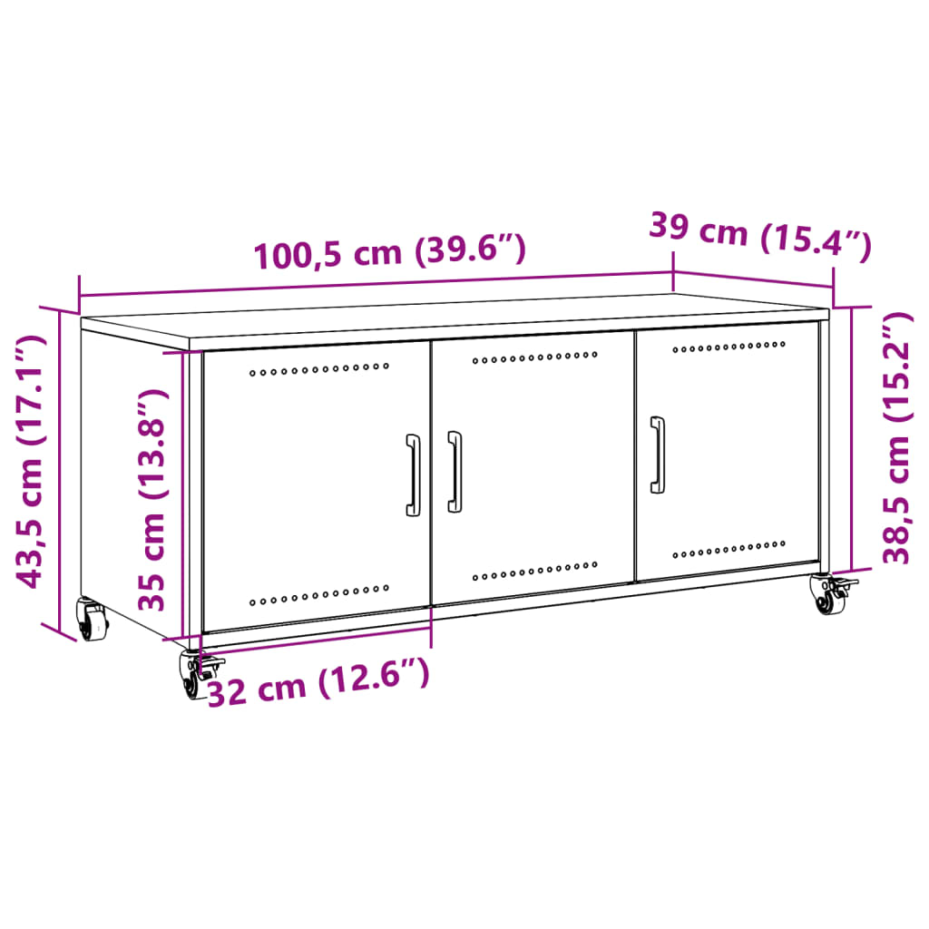 vidaXL TV skříňka hořčicově žlutá 100,5 x 39 x 43,5 cm ocel