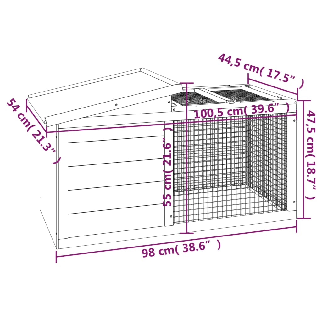 vidaXL Králíkárna moka 100,5 x 54 x 55 cm masivní borové dřevo