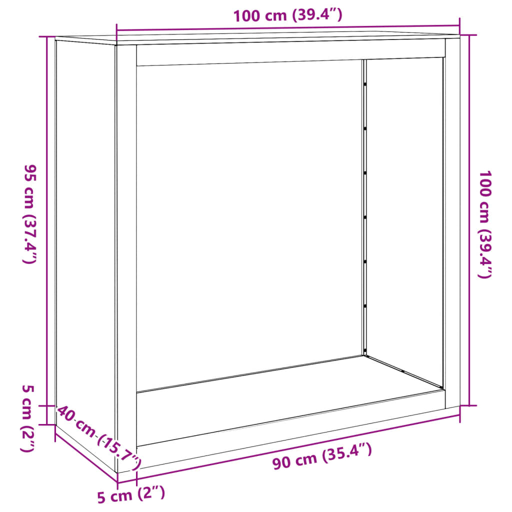 vidaXL Stojan na palivové dřevo 100 x 40 x 100 cm nerezová ocel