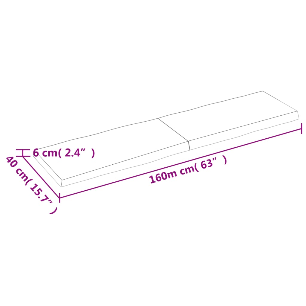 vidaXL Stolní deska tmavě hnědá 160x40x(2-6)cm ošetřený dub živá hrana