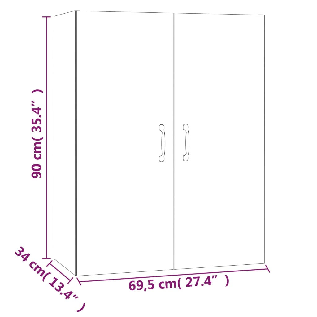 vidaXL Závěsná skříňka lesklá bílá 69,5 x 34 x 90 cm kompozitní dřevo
