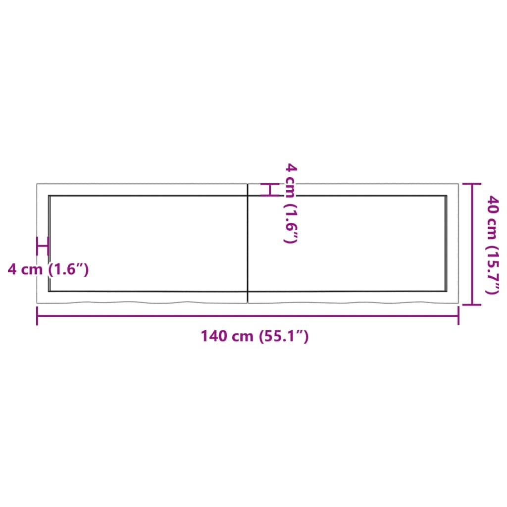 vidaXL Koupelnová deska tmavě hnědá 140x40x(2-6) cm ošetřený masiv