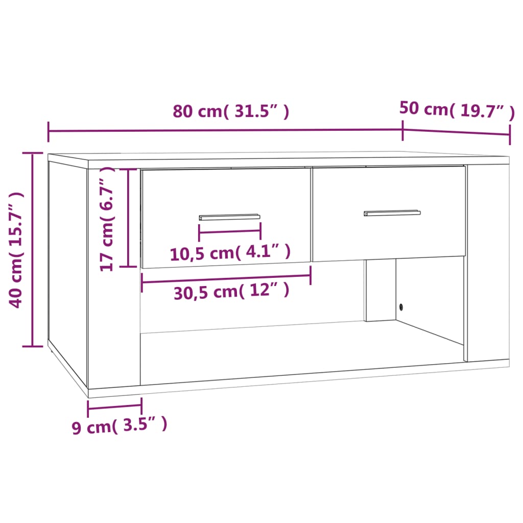 vidaXL Konferenční stolek hnědý dub 80x50x40cm kompozitní dřevo