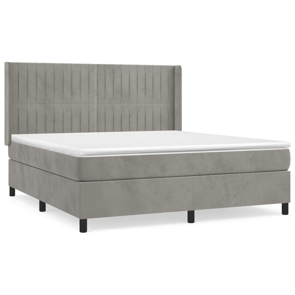 vidaXL Box spring postel s matrací světle šedá 180x200 cm samet